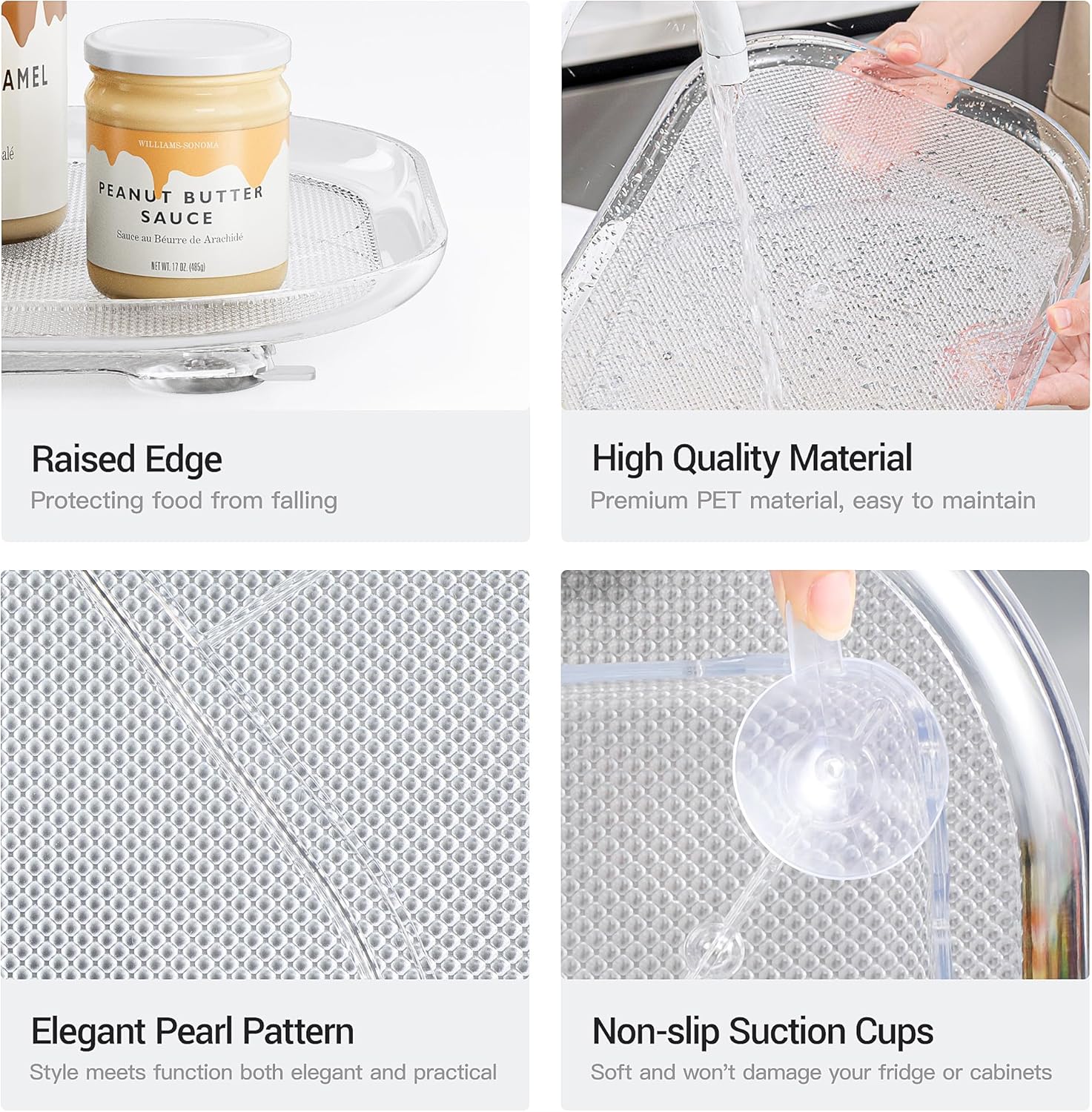 LAMU Lazy Susan Organizer 14.56''x11'' for Refrigerator Organizers and Storage Fridge Organization, Turntable Condiment Organizer for Kitchen, Table Top, Cabinet, Pantry, Countertop, 1 Pack